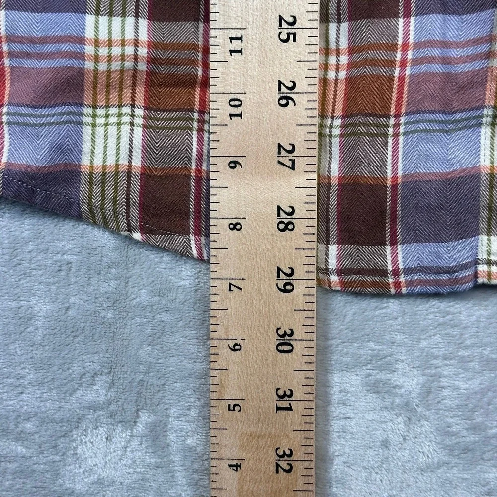 True Religion Service Co‎ Flannel Shirt XL Blue Plaid Back Graphic Embroidered